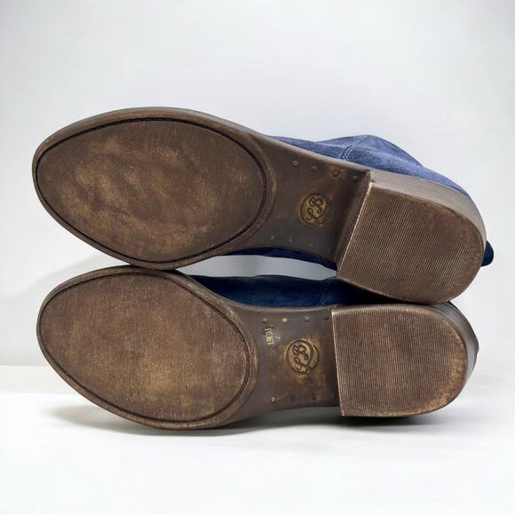 Lucky Brand Bremma Bright Blue Suede Genuine Leather Western Boots Booties 8.5M - Picture 7 of 9